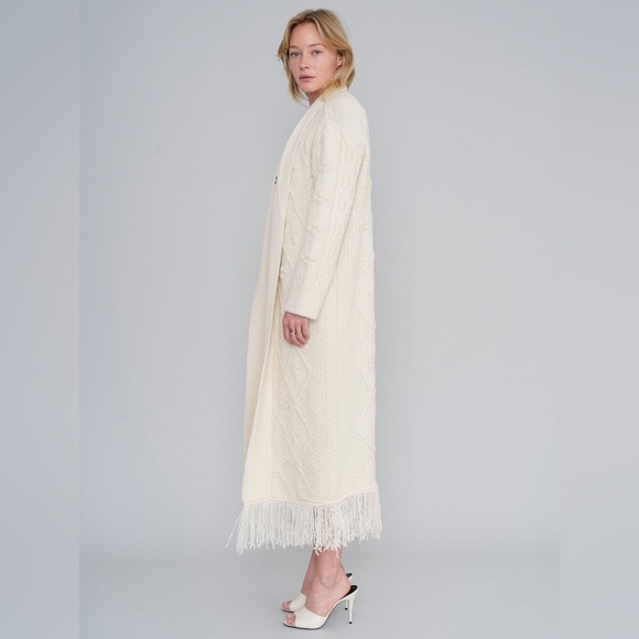 ❌SOLD🏷️Le Superbe Bohemian Knit Duster Sweater Cardigan Coat in Cream Size Small - Picture 2 of 11